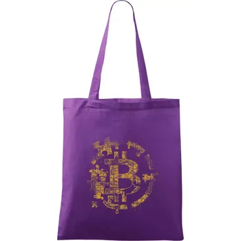 Nákupní taška Logo bitcoin puzzle - Taška bavlněná - 42 x 38 cm ( Fialová )