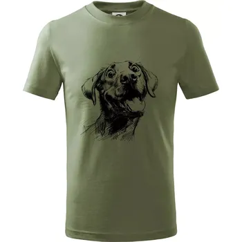 Chlapecké tričko Černobílá karikatura Labrador světlý - Tričko dětské bavlněné - 134 cm/8 let ( Khaki )