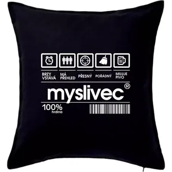 Polštář Čárový kód myslivec - Polštář 50x50 - 50x50 - Pouze potah ( Černá )