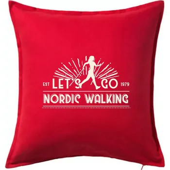 Polštář Let's go nordic walking - vintage - Polštář 50x50 - 50x50 - Pouze potah ( Červená )