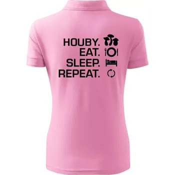 Houby Eat Sleep Repeat - Polokošile dámská Pique Polo - M ( Růžová )