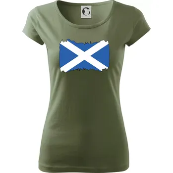 Dámské tričko Skotská vlajka - Dámské triko Pure - M ( Khaki )