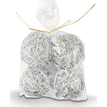 German ALLI Ozdobné ratanové koule / stříbrná