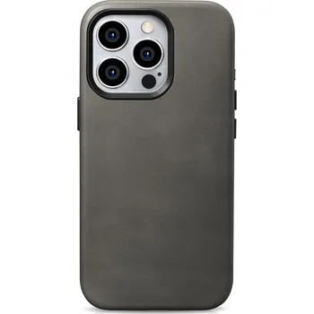 Pouzdro na mobilní telefon iCarer Kožený obal na iPhone 15 Pro MAX - iCarer, OilWax MagSafe Gray
