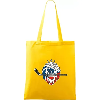 Lev s hokejkou v tlamě - Česká vlajka - Taška bavlněná - 42 x 38 cm ( Žlutá )