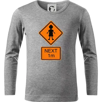 Chlapecké tričko Pozor člověk next 1m (Moňas) - Triko dětské Long Sleeve - 158 cm/12 let ( Tmavě šedý melír )