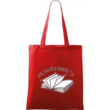 Nákupní taška Ne, raději knihu - Taška bavlněná - 42 x 38 cm ( Červená )