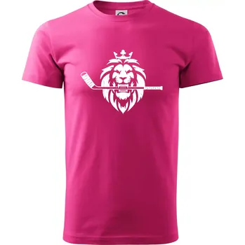 Lev s hokejkou v tlamě - Klasické pánské triko vyšší gramáže - XS ( Purpurová )