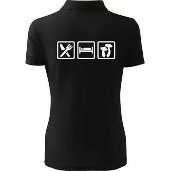 Eat Sleep Houbaření - Polokošile dámská Pique Polo - XS ( Černá )