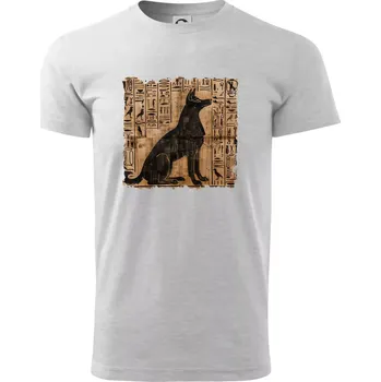 Pánské tričko Egyptské hieroglyfy pes - Triko extra velké (5-8XL) - 8XL ( Světlešedý Melír )