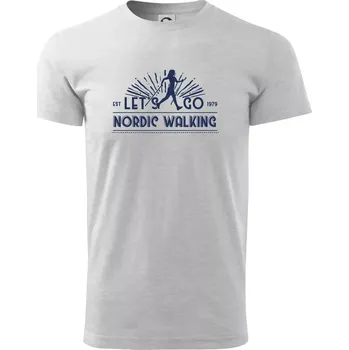 Let's go nordic walking - vintage - Triko extra velké (5-8XL) - 6XL ( Světlešedý Melír )