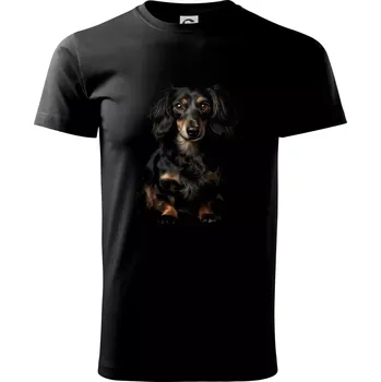 Pánské tričko Jezevčík dlouhosrstý ze předu černá fotka - Triko extra velké (5-8XL) - 7XL ( Černá )