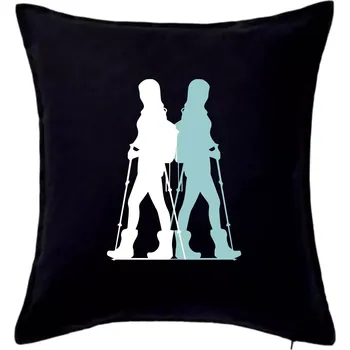 Polštář Nordic walking figury - žena - Polštář 50x50 - 50x50 - Pouze potah ( Černá )