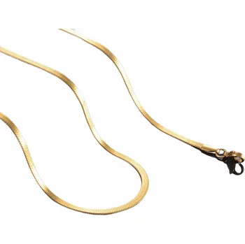 Řetízek Ewena Plochý řetízek a náramek z chirurgické oceli + Délka 50 cm, šířka 0,4 cm Gold + dárkové balení