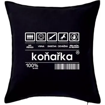 Polštář Čárový kód - Koňařka - Polštář 50x50 - 50x50 - Pouze potah ( Černá )