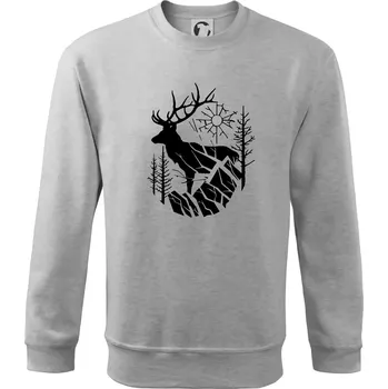 Chlapecké tričko Jelen v lese křivky - Mikina Essential dětská - 146 cm/10 let ( Světlešedý Melír )
