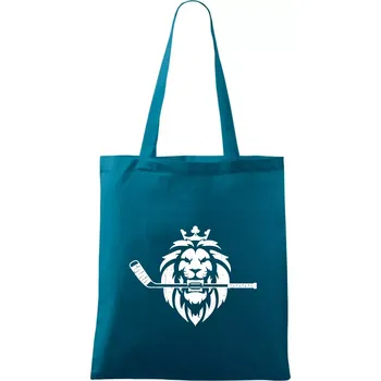 Lev s hokejkou v tlamě - Taška bavlněná - 42 x 38 cm ( Petrolejová )