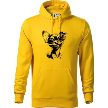 Pánská mikina Černobílá karikatura čivava - Mikina pánská Cape s kapucí - M ( Žlutá )