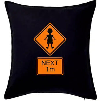 Polštář Pozor člověk next 1m (Moňas) - Polštář 50x50 - 50x50 - Pouze potah ( Černá )