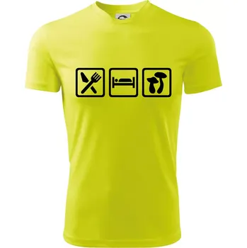 Eat Sleep Houbaření - Dětské triko sportovní (dresovina) - 158 cm/12 let ( Neonově žlutá )