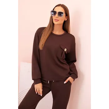 Kesi Włoski Komplet dámský máslový mikina a kalhoty s gumou hnědý Kesi Włoski hnědá 3379304