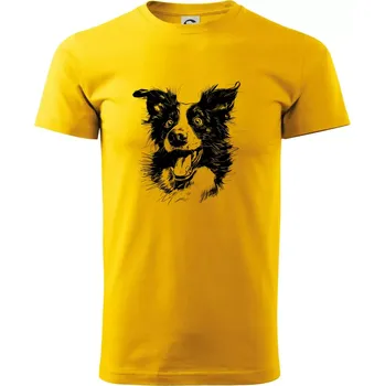 Černobílá karikatura Border kolie - Triko extra velké (5-8XL) - 6XL ( Žlutá )