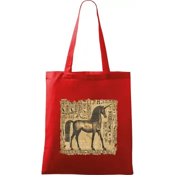 Nákupní taška Egyptské hieroglyfy jednorožec - Taška bavlněná - 42 x 38 cm ( Červená )