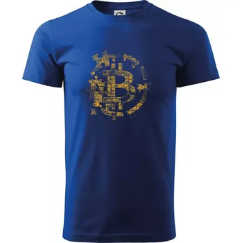 Pánské tričko Logo bitcoin puzzle - Triko extra velké (5-8XL) - 8XL ( Královská modrá )