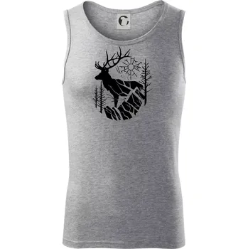Jelen v lese křivky - Tílko pánské Core - XL ( Tmavě šedý melír )