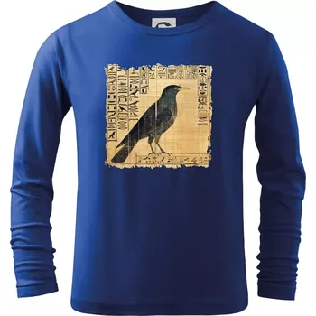 Chlapecké tričko Egyptské hieroglyfy pták - Triko dětské Long Sleeve - 122 cm/6 let ( Královská modrá )