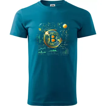 Bitcoin logo s grafy - Klasické pánské triko vyšší gramáže - XS ( Petrolejová )
