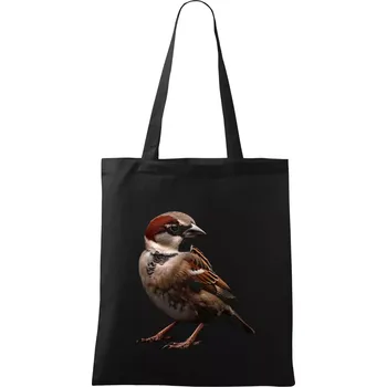 Vrabec polní černá fotka - Taška bavlněná - 42 x 38 cm ( Černá )