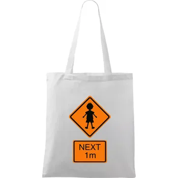 Nákupní taška Pozor člověk next 1m (Moňas) - Taška bavlněná - 42 x 38 cm ( Bílá )