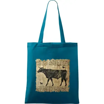 Egyptské hieroglyfy kráva - Taška bavlněná - 42 x 38 cm ( Petrolejová )
