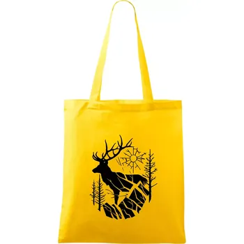 Nákupní taška Jelen v lese křivky - Taška bavlněná - 42 x 38 cm ( Žlutá )
