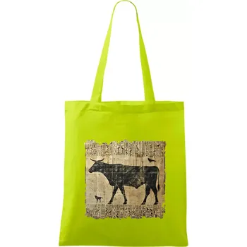 Egyptské hieroglyfy kráva - Taška bavlněná - 42 x 38 cm ( Limetková )
