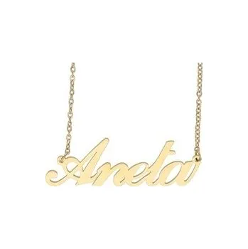 Přívěsek Ewena Řetízek z oceli se jménem Aneta zlatá ocel