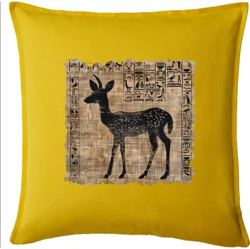 Polštář Egyptské hieroglyfy srnka - Polštář 50x50 - 50x50 - Pouze potah ( Žlutá )