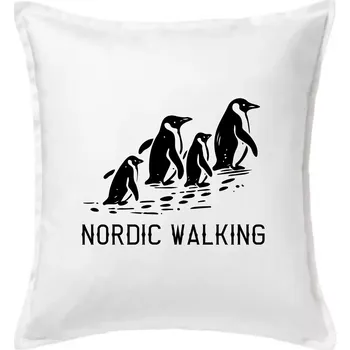 Polštář Nordic walking tučňáci - vintage - Polštář 50x50 - 50x50 - Pouze potah ( Bílá )
