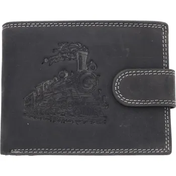 Peněženka Ewena Pánská kožená peněženka černá s motivem Vlaku