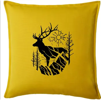 Polštář Jelen v lese křivky - Polštář 50x50 - 50x50 - Pouze potah ( Žlutá )