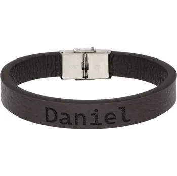 Náramek Ewena Pánský kožený náramek hnědý se jménem Daniel + dárkové balení