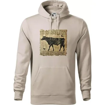 Pánská mikina Egyptské hieroglyfy kráva - Mikina pánská Cape s kapucí - 5XL ( Ledově šedá )