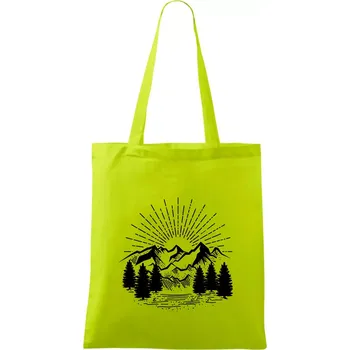Nákupní taška Hory a les - Taška bavlněná - 42 x 38 cm ( Limetková )