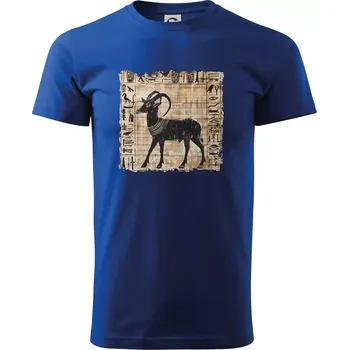 Pánské tričko Egyptské hieroglyfy koza - Triko extra velké (5-8XL) - 7XL ( Královská modrá )
