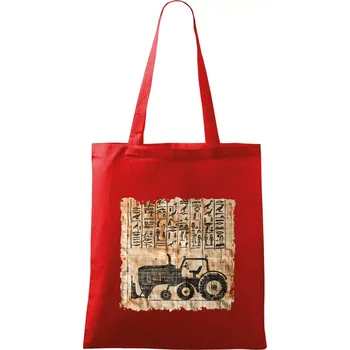 Nákupní taška Egyptské hieroglyfy traktor - Taška bavlněná - 42 x 38 cm ( Červená )