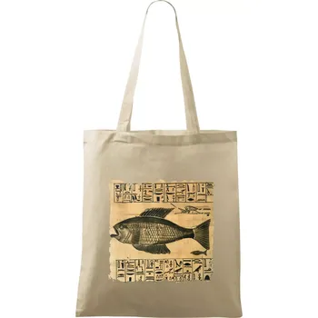 Nákupní taška Egyptské hieroglyfy ryba - Taška bavlněná - 42 x 38 cm ( Naturální )