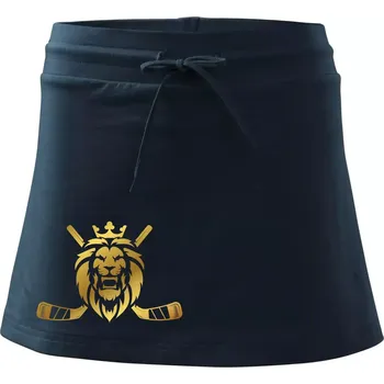 Dámské oblečení Lev s hokejkami - zlatý potisk - Sportovní sukně - two in one - XS ( Námořní modrá (velmi tmavá - téměř černá) )