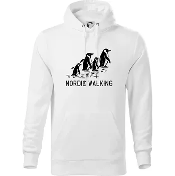 Pánská mikina Nordic walking tučňáci - vintage - Mikina pánská Cape s kapucí - 4XL ( Bílá )
