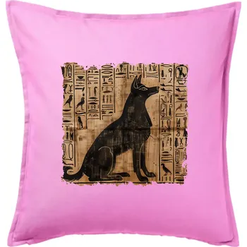Polštář Egyptské hieroglyfy pes - Polštář 50x50 - 50x50 - Pouze potah ( Růžová )